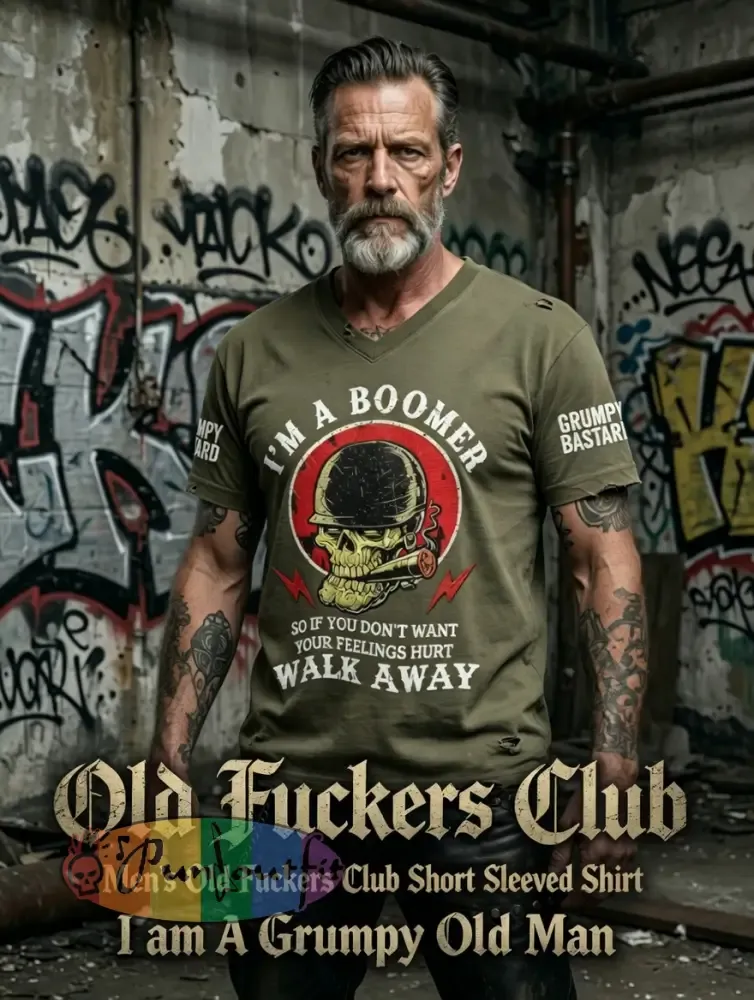 Men’s Old Fuckers Club Printed Vintage Fashion Loose Short Sleeve T-Shirt