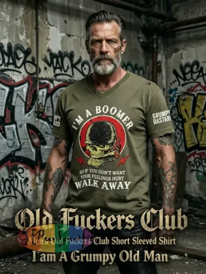 Men’s Old Fuckers Club Printed Vintage Fashion Loose Short Sleeve T-Shirt