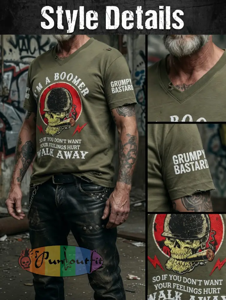 Men’s Old Fuckers Club Printed Vintage Fashion Loose Short Sleeve T-Shirt