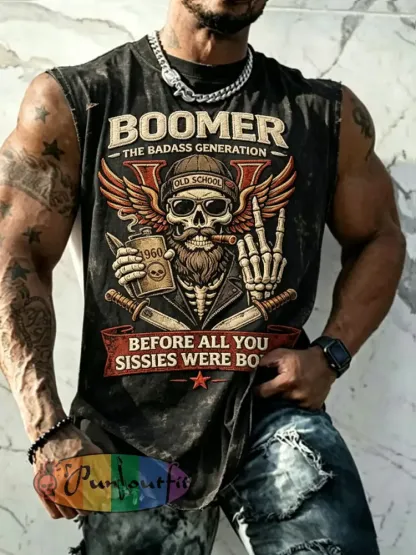 Men’s Casual Old Fuckers Club Printed Tank Top