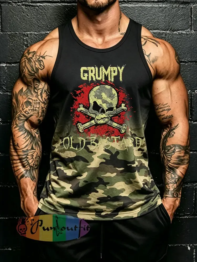 Men’s ’grumpy old bastard’ camo vests