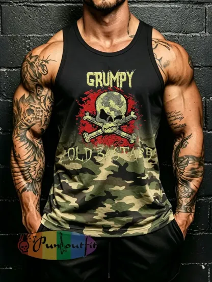 Men’s ’grumpy old bastard’ camo vests