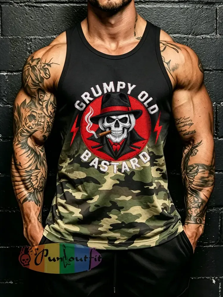 Men’s ’grumpy old bastard’ camo vests