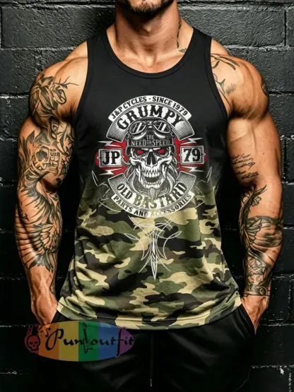 Men’s ’grumpy old bastard’ camo vests