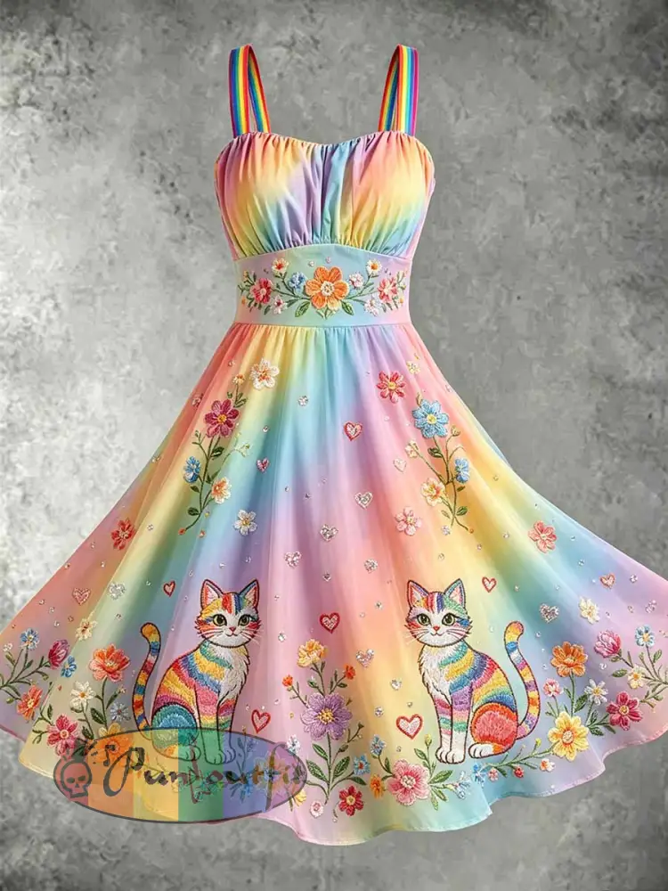 Women’s Rainbow Art Printed Casual Dress