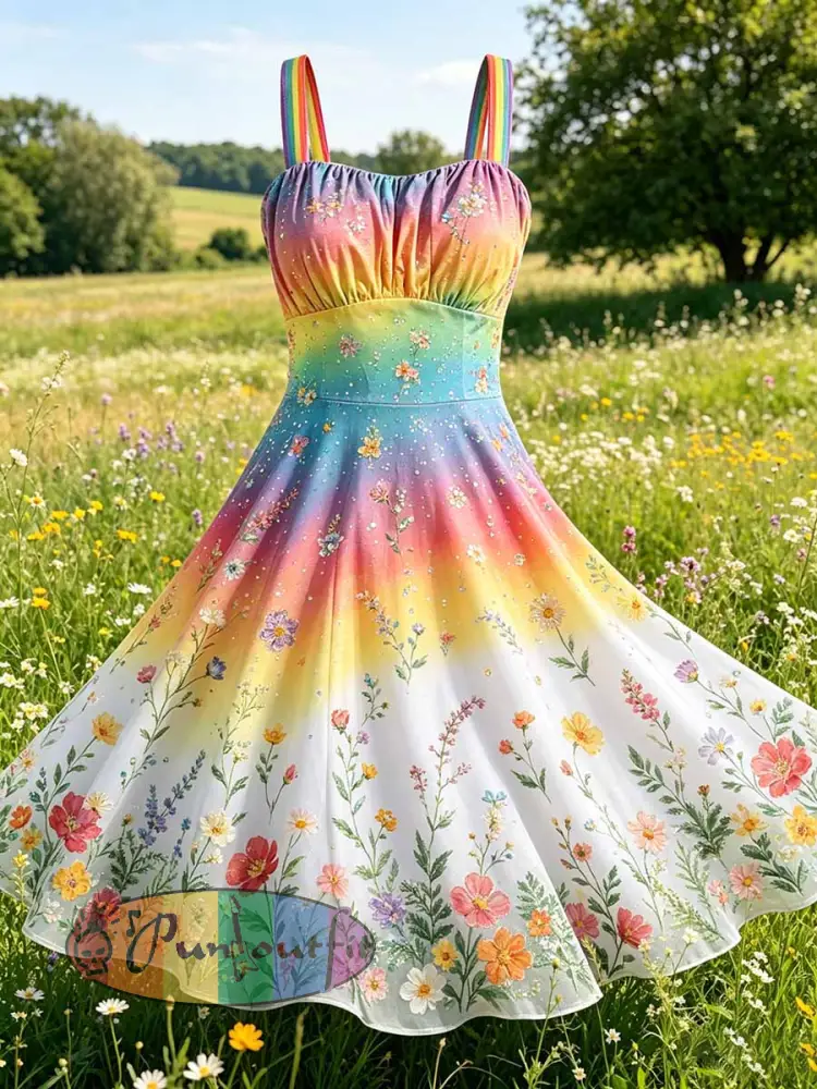 Women’s Rainbow Art Printed Casual Dress