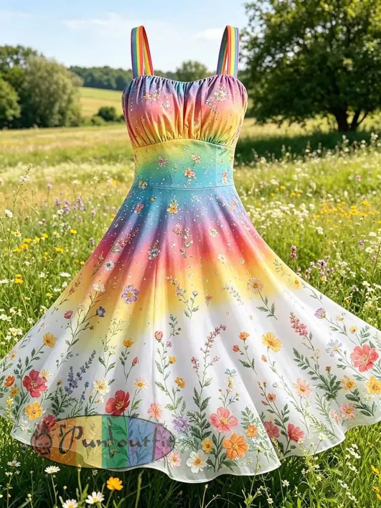 Women’s Rainbow Art Printed Casual Dress