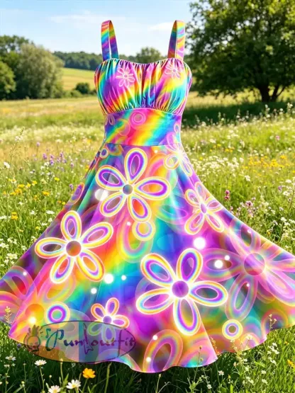Women’s Rainbow Art Printed Casual Dress