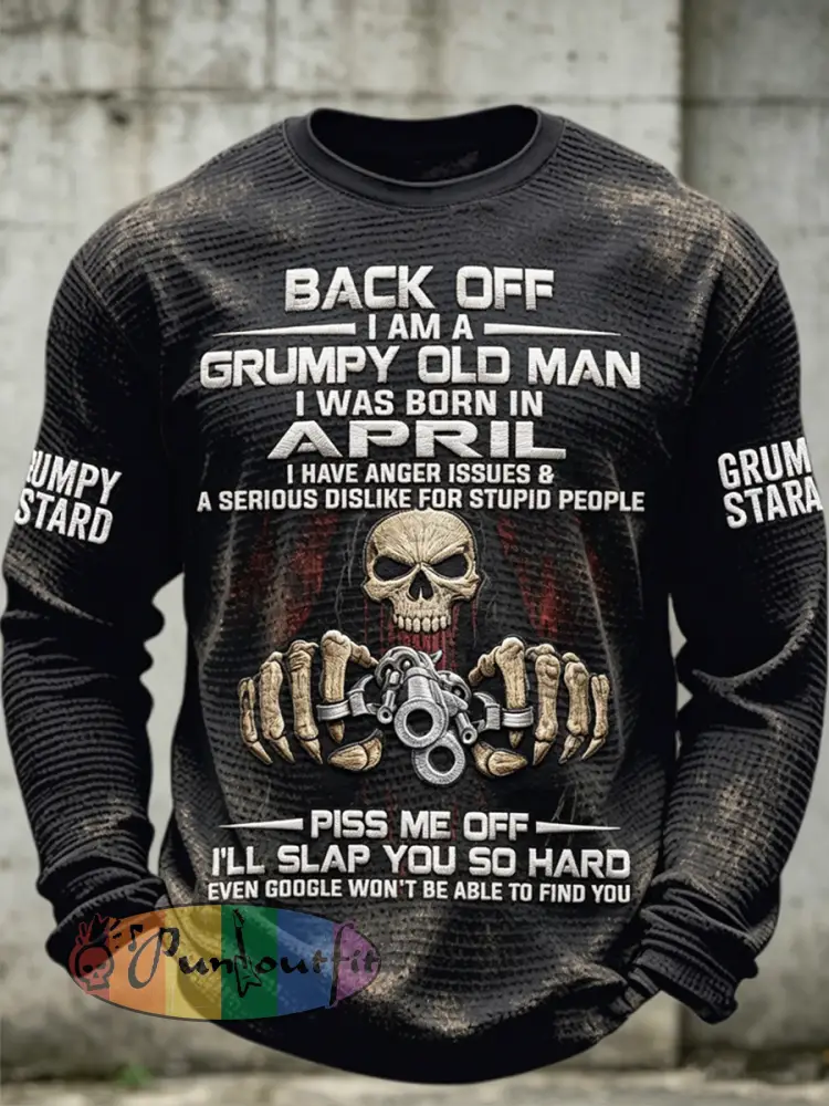 Men’s Old Fuckers Club Printed Waffle Long Sleeved Round Neck Sweatshirt