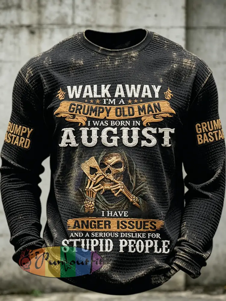 Men’s Old Fuckers Club Printed Waffle Long Sleeved Round Neck Sweatshirt