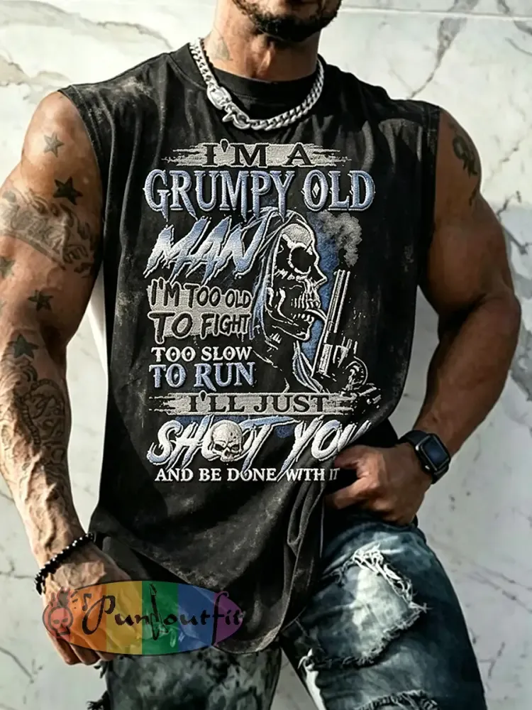 Men’s Casual Old Fuckers Club Printed Tank Top