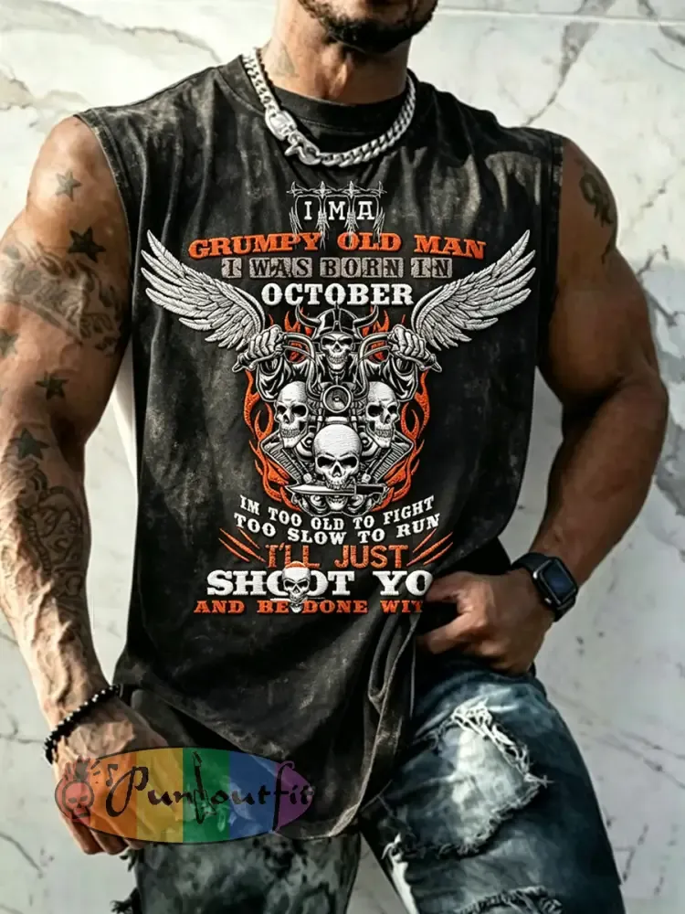Men’s Casual Old Fuckers Club Printed Tank Top