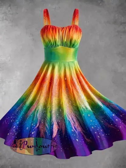 Women’s Rainbow Art Print Casual Dress