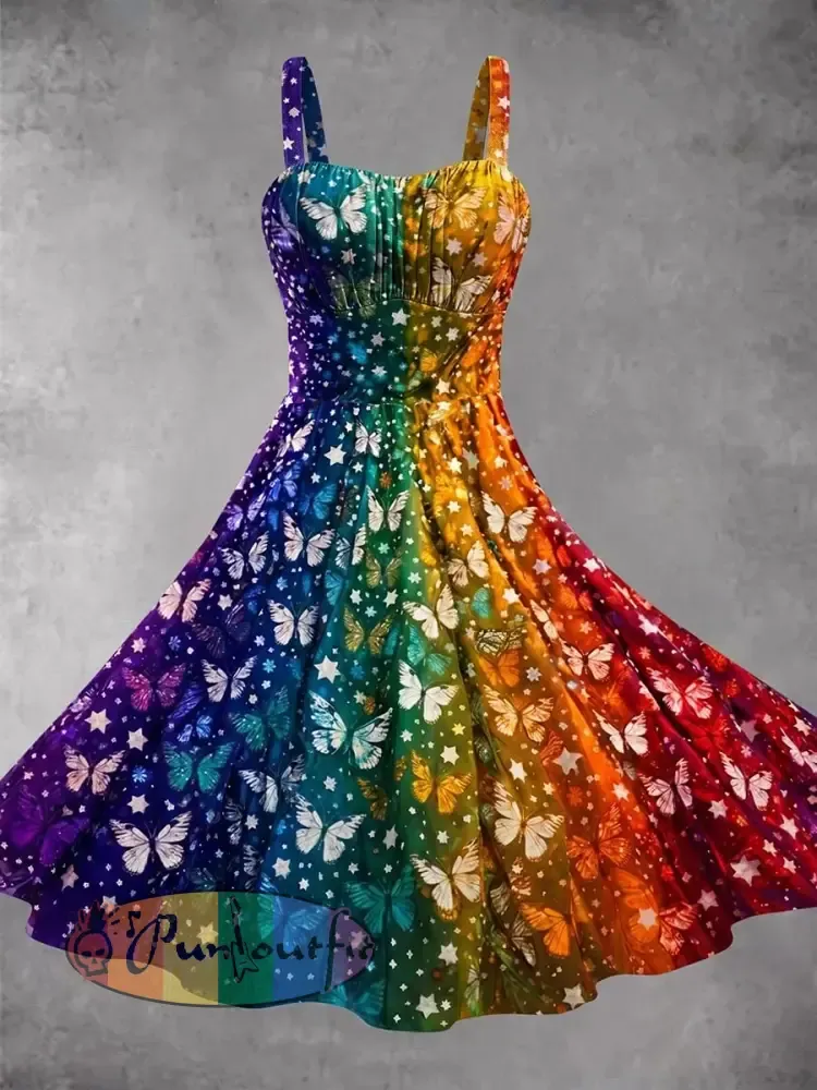 Women’s Rainbow Art Print Casual Dress