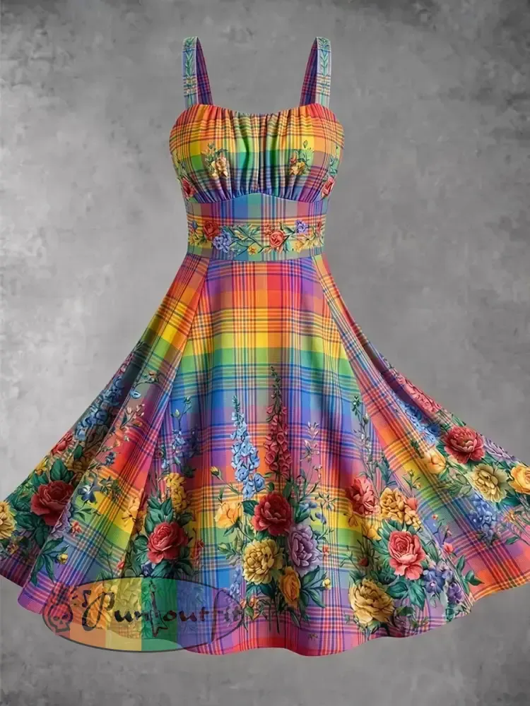 Women’s Rainbow Art Print Casual Dress