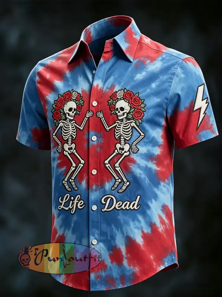 Men’s Life Dead Print Casual Short Sleeved Shirt