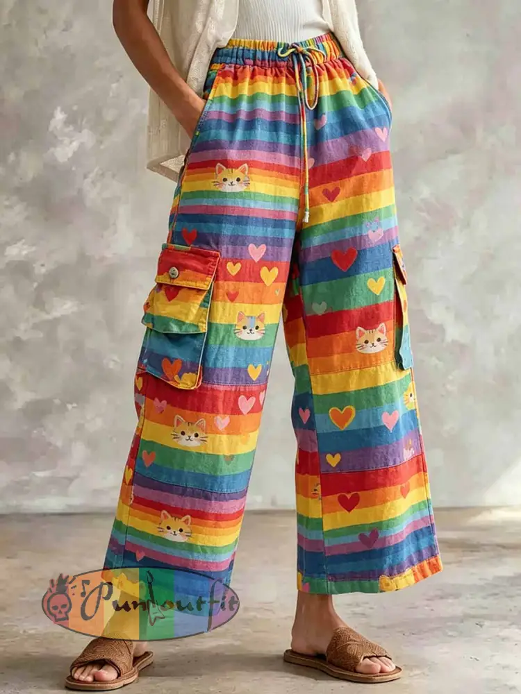 Women’s Rainbow Art Pattern Printed Casual Pants