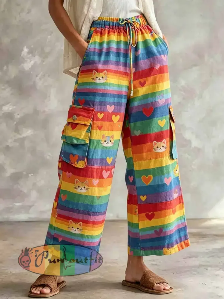 Women’s Rainbow Art Pattern Printed Casual Pants
