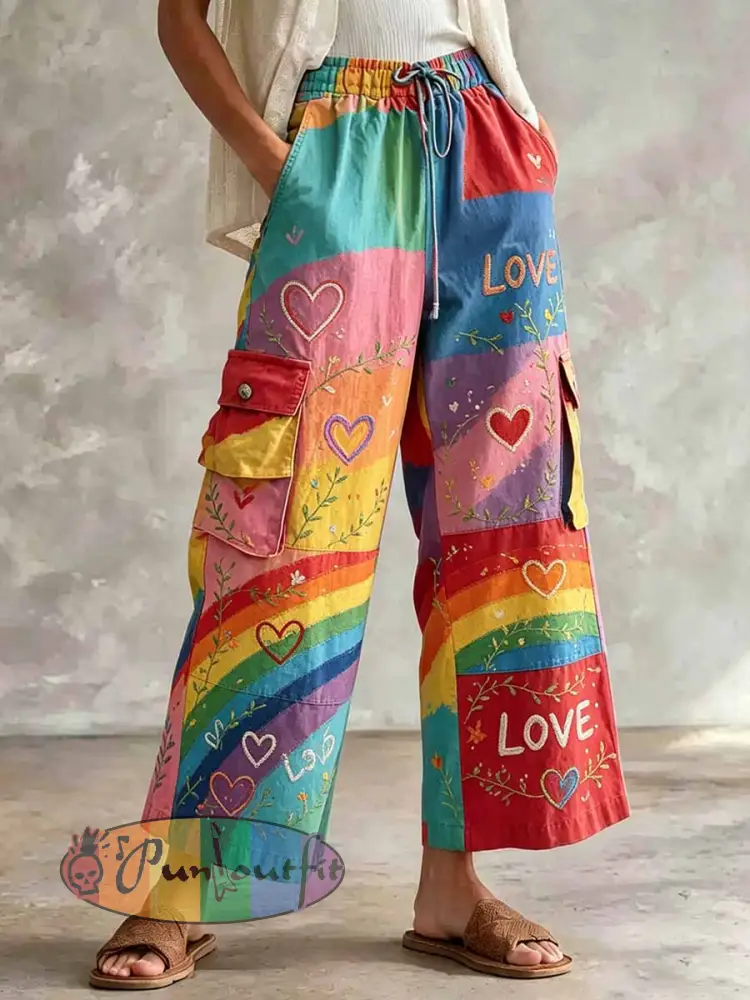 Women’s Rainbow Art Pattern Printed Casual Pants