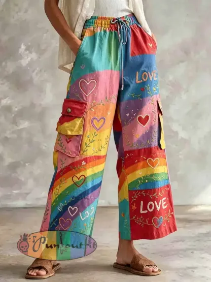 Women’s Rainbow Art Pattern Printed Casual Pants