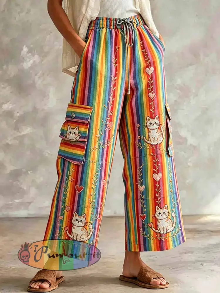 Women’s Rainbow Art Pattern Printed Casual Pants