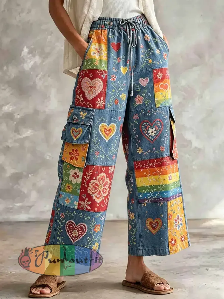 Women’s Rainbow Art Pattern Printed Casual Pants