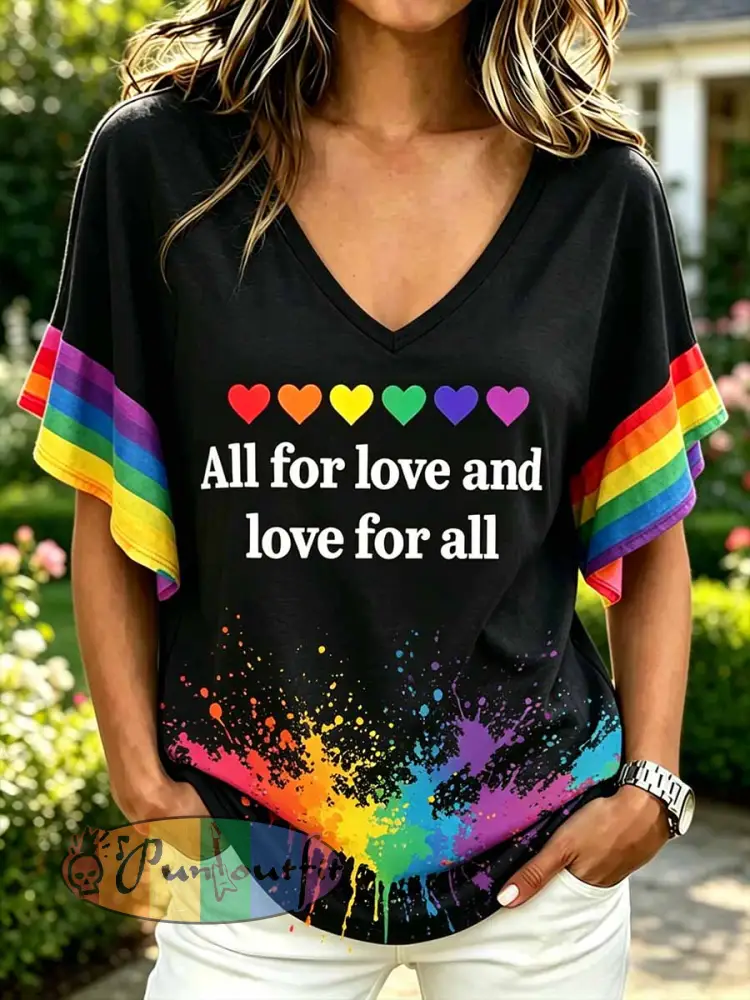 Women’s Rainbow Art Pattern Printed Casual T-Shirt
