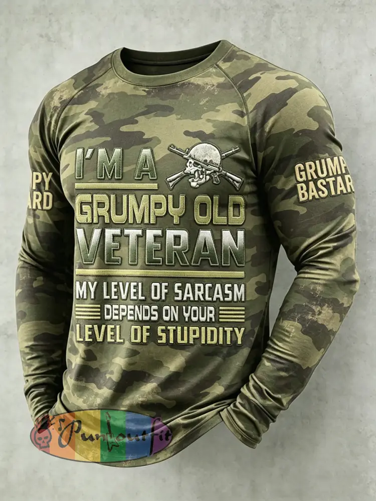 Men’s Grumy Old Man Printed Raglan Sleeve T-shirt