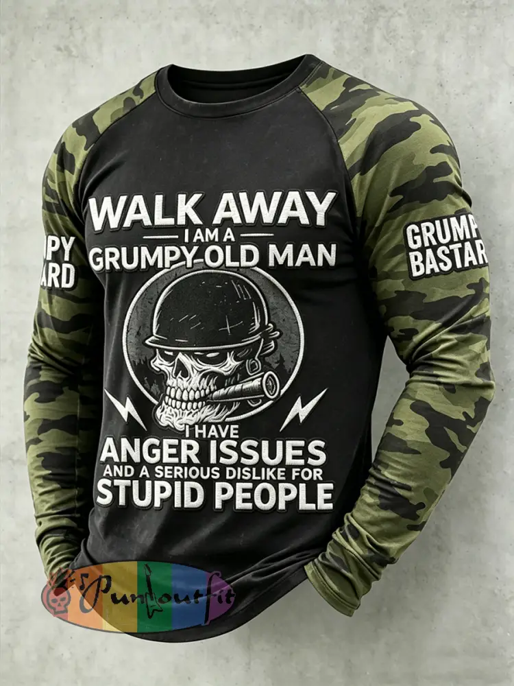 Men’s Grumy Old Man Printed Raglan Sleeve T-shirt