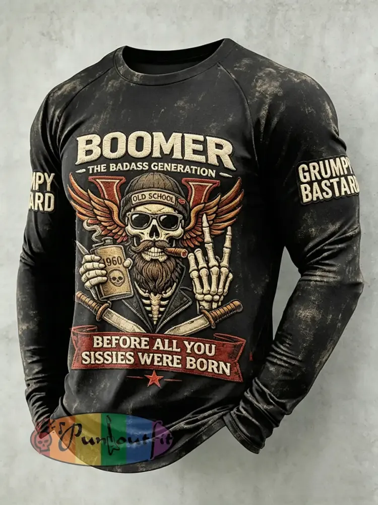 Men’s Grumy Old Man Printed Raglan Sleeve T-shirt