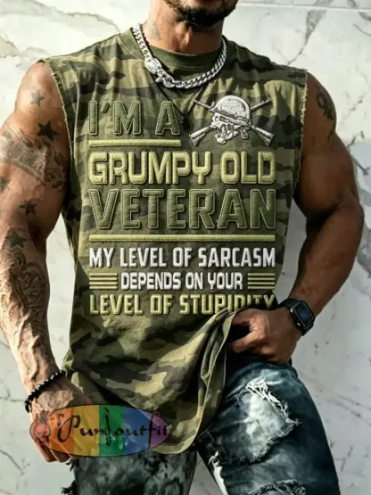Men’s Casual Old Fuckers Club Printed Tank Top