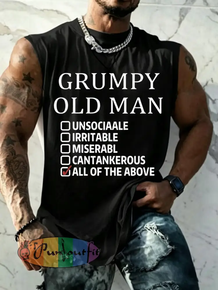 Men’s Casual Old Fuckers Club Printed Tank Top