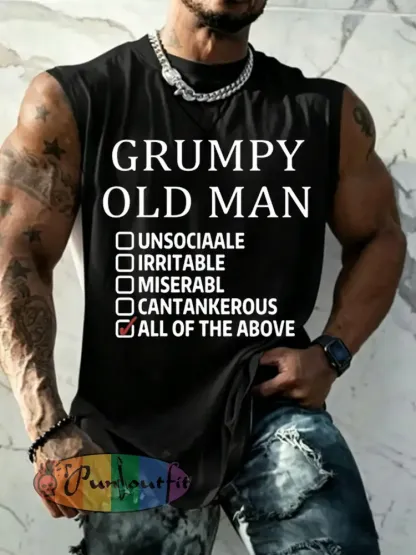 Men’s Casual Old Fuckers Club Printed Tank Top
