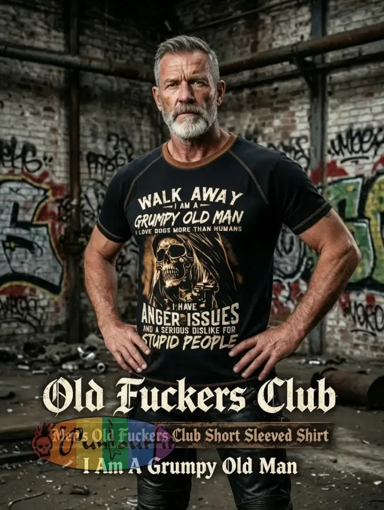 Men’s Old Fuckers Club Printed Vintage Fashion Loose Short Sleeve T-Shirt
