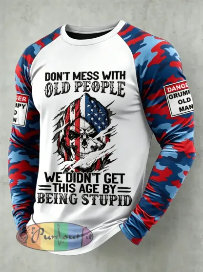 Men’s Grumy Old Man Printed Raglan Sleeve T-shirt