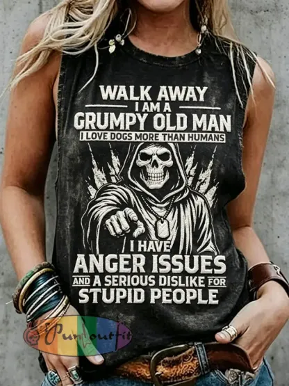 Women’s Retro Old Fuckers Club Print Sleeveless Tank Top