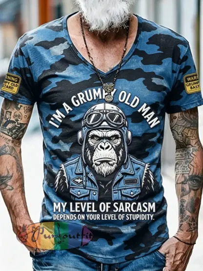 Men’s Old Fuckers Club Printed Vintage Fashion Loose Short Sleeve T-Shirt