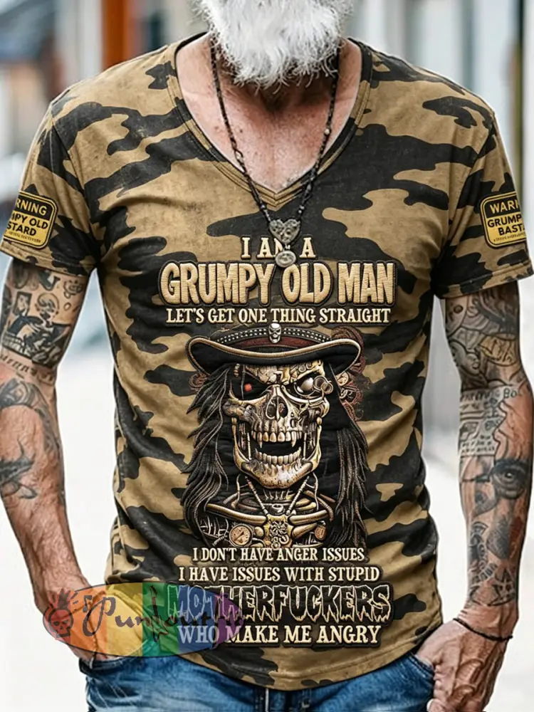 Men’s Old Fuckers Club Printed Vintage Fashion Loose Short Sleeve T-Shirt