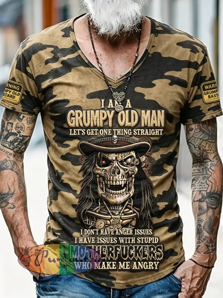Men’s Old Fuckers Club Printed Vintage Fashion Loose Short Sleeve T-Shirt