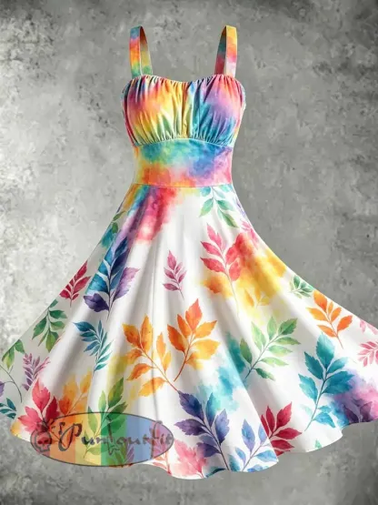 Women’s Fashion Rainbow Art Print Dress