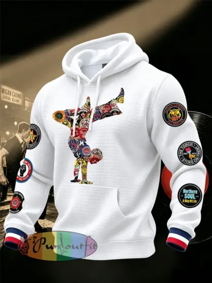 Men’s Retro Northern Soul Keep The Faith Print Casual Waffle Hoodie - White · S