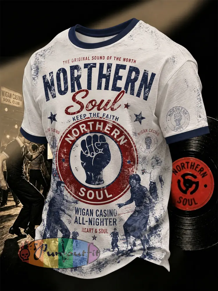 Men’s Retro Northern Soul Keep The Faith Print Casual Tee - As picture · S