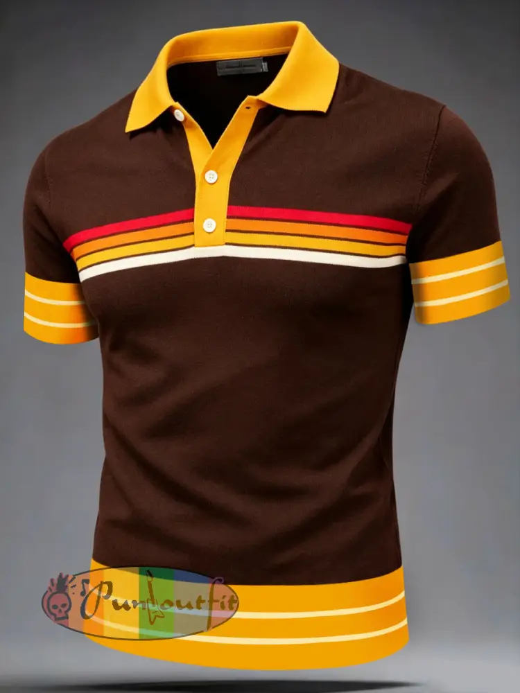 Men’s Retro polo shirt - Coffee · S
