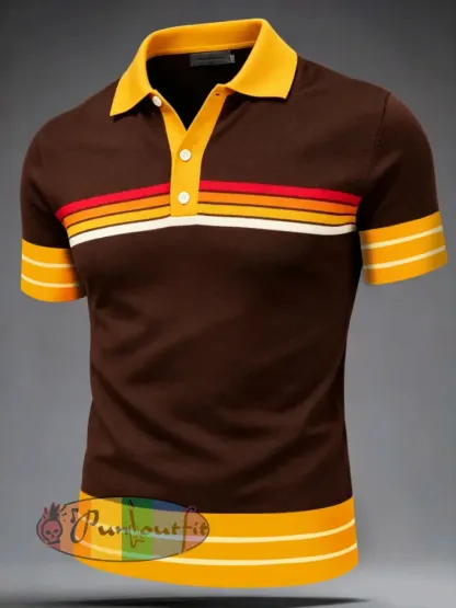 Men’s Retro polo shirt - Coffee · S