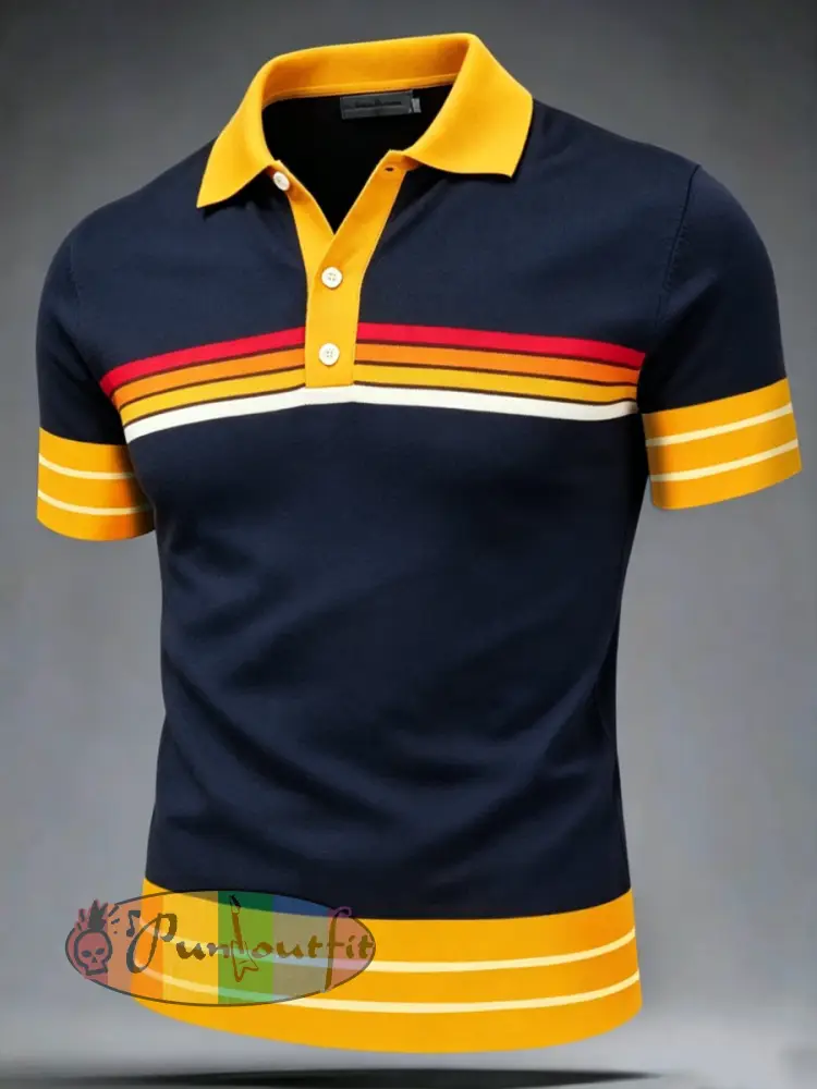 Men’s Retro polo shirt - Navy Blue · S