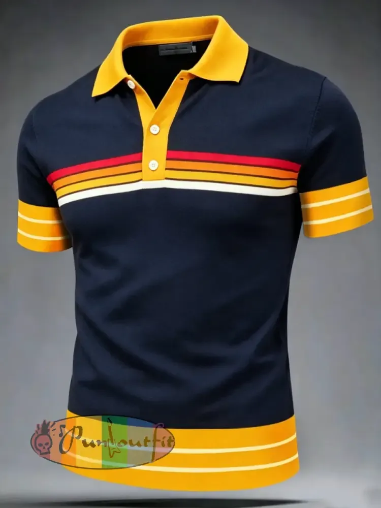 Men’s Retro polo shirt - Navy Blue · S