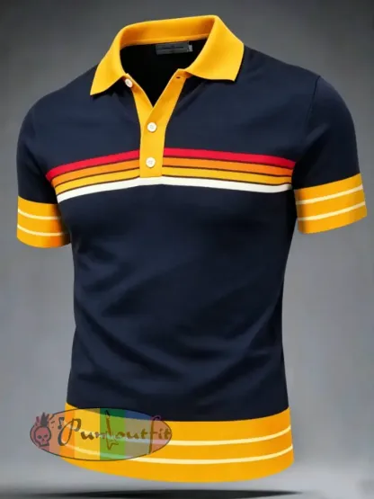 Men’s Retro polo shirt - Navy Blue · S