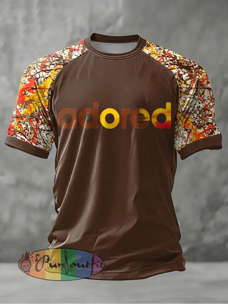 Men’s Lemon Roses Music Lover Printed short sleeve t-shirt - Coffee · S