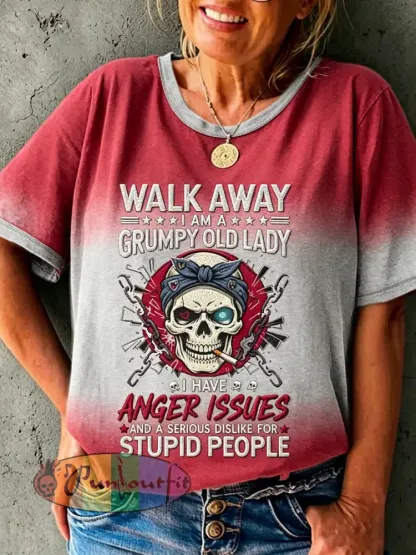 Women’s Retro Old Fuckers Club Printed Vintage Fashion Loose Short Sleeve T-Shirt - Red · S