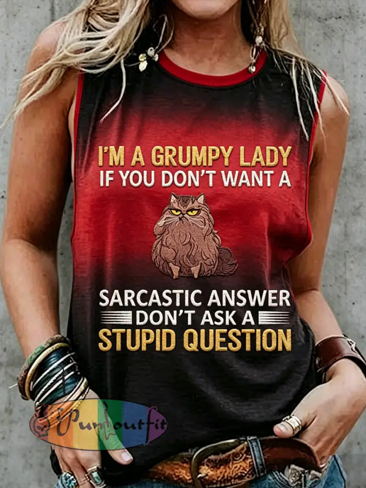 Women’s Retro Old Fuckers Club Print Sleeveless Tank Top - Red · S